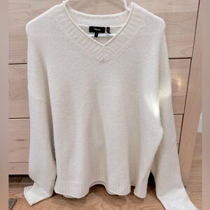 Theory Cream V-Neck Sweater
